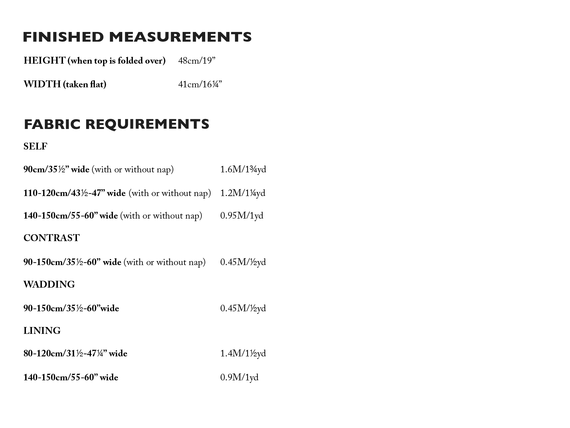Size chart Francli